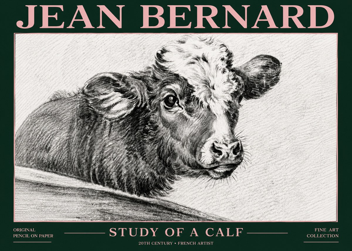 Jean Bernard Study of a Calf II No6 - Plakát