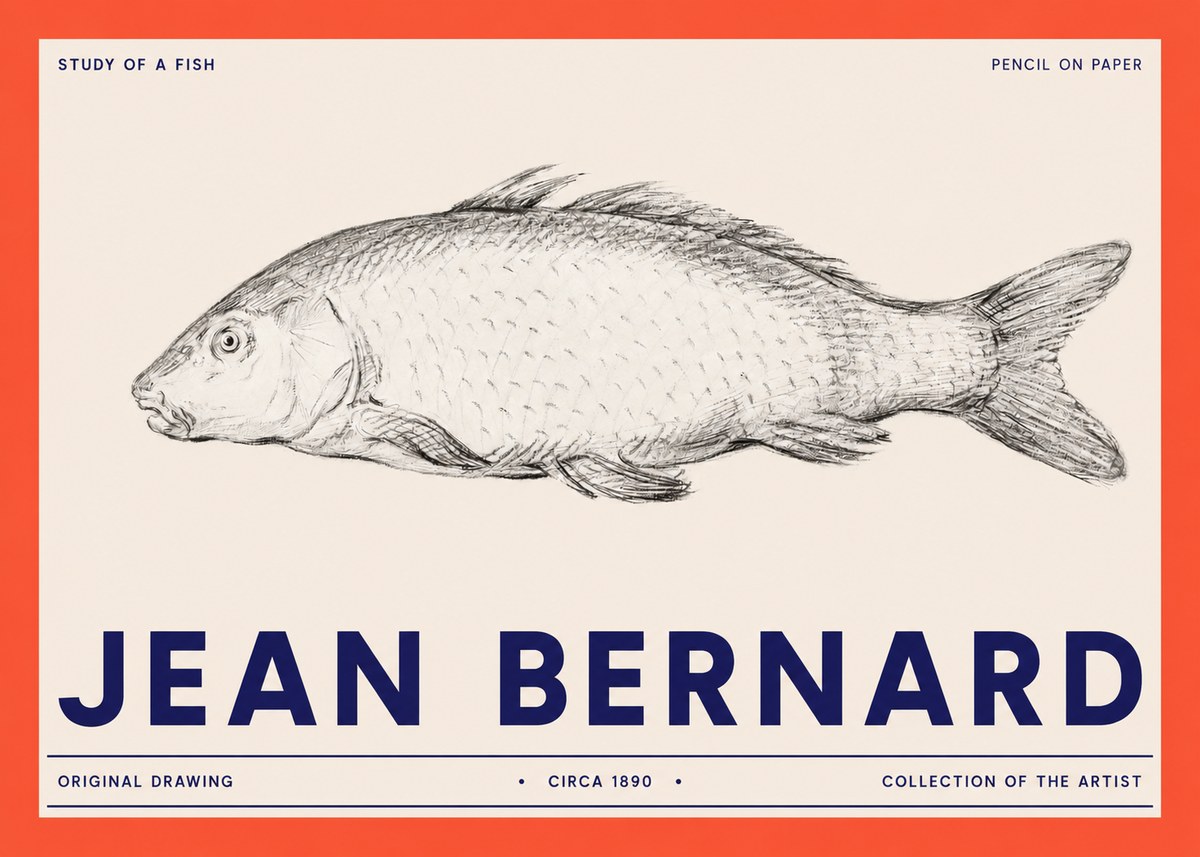 Jean Bernard Study of a Fish III No2 - Plakát