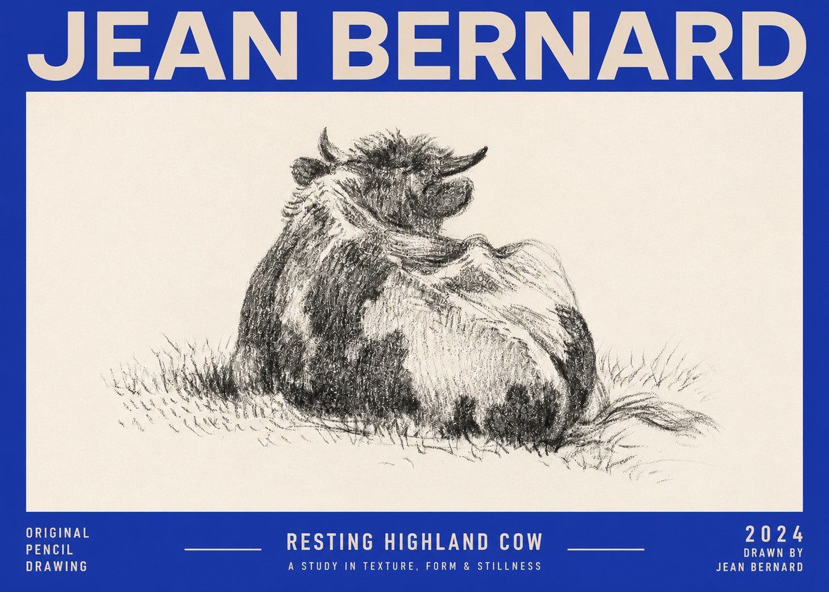 Jean Bernard Resting Highland Cow No2 - Plakát