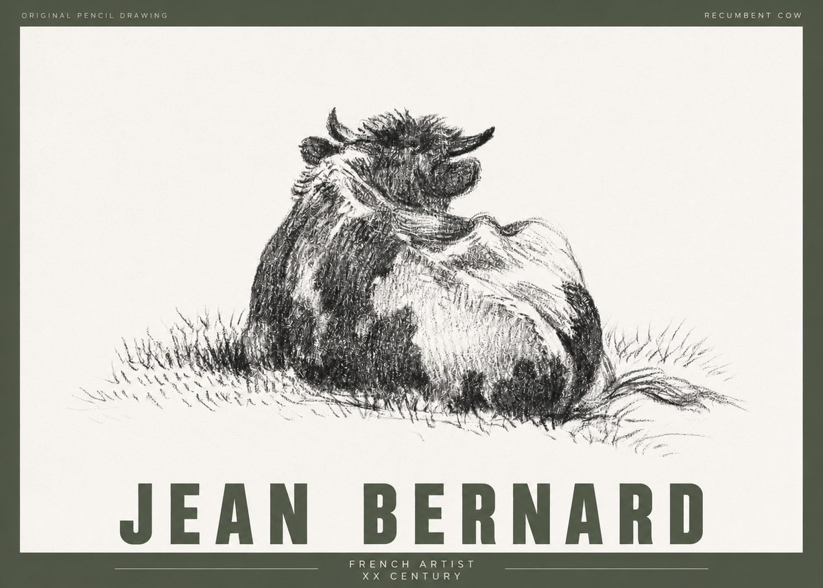 Jean Bernard Resting Highland Cow No4 - Plakát