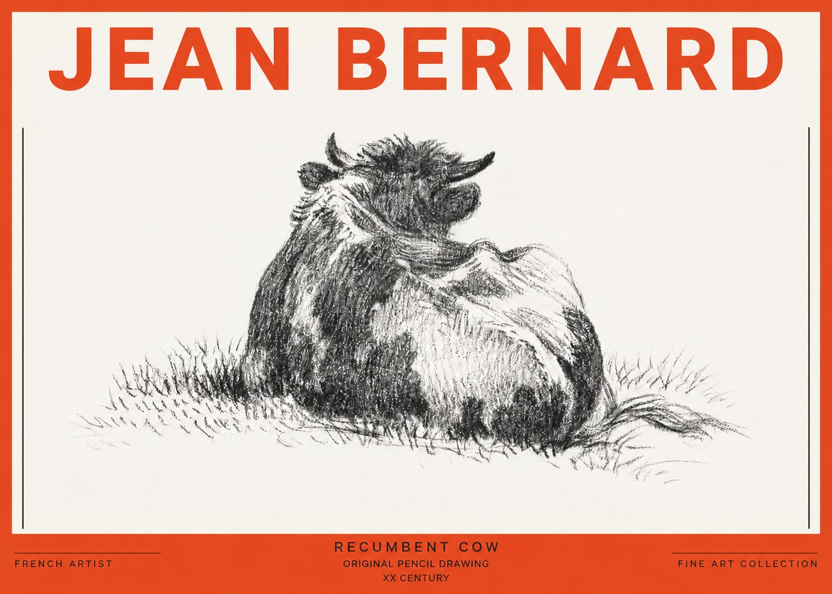 Jean Bernard Resting Highland Cow No5 - Plakát