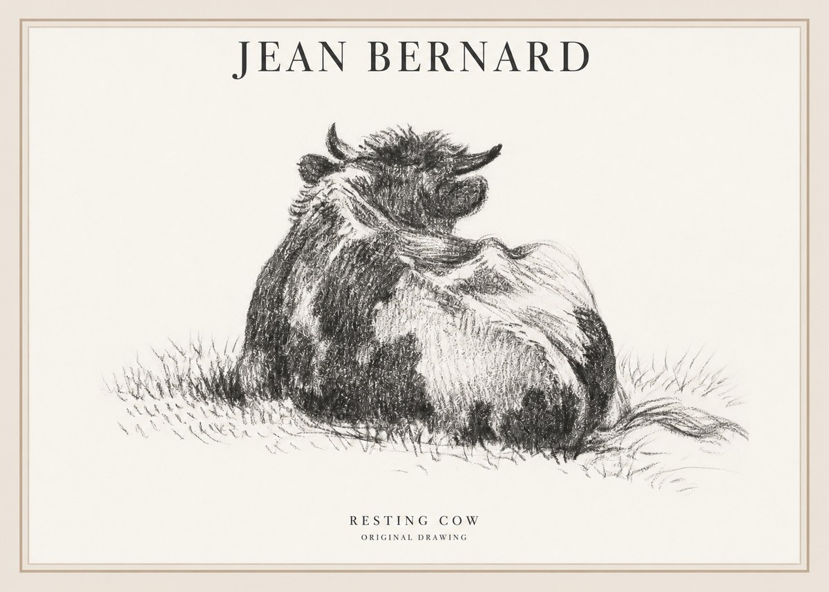 Jean Bernard Resting Highland Cow No6 - Plakát