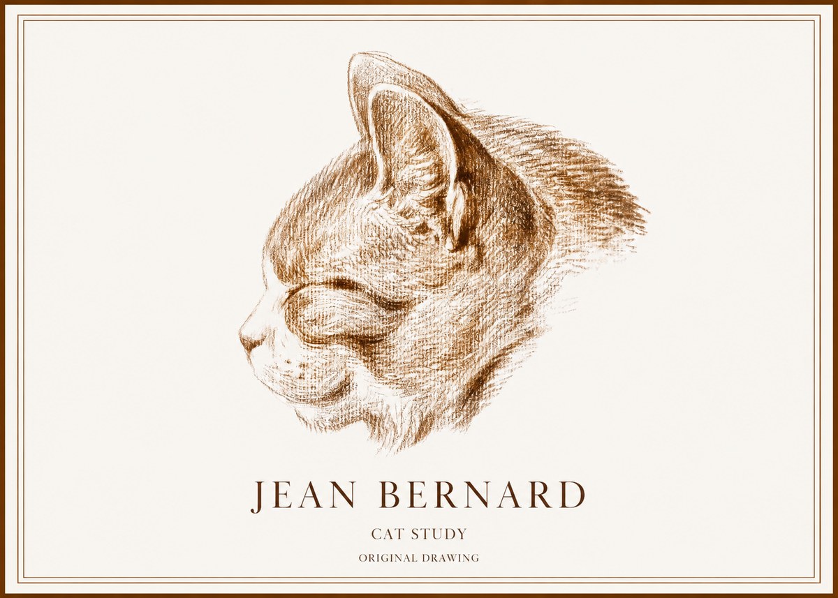 Jean Bernard Cat Study VI No1 - Plakát