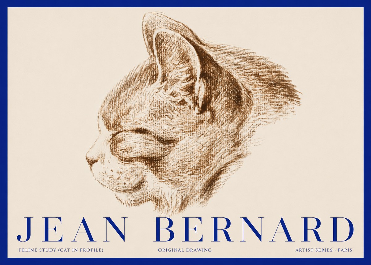Jean Bernard Cat Study VI No3 - Plakát