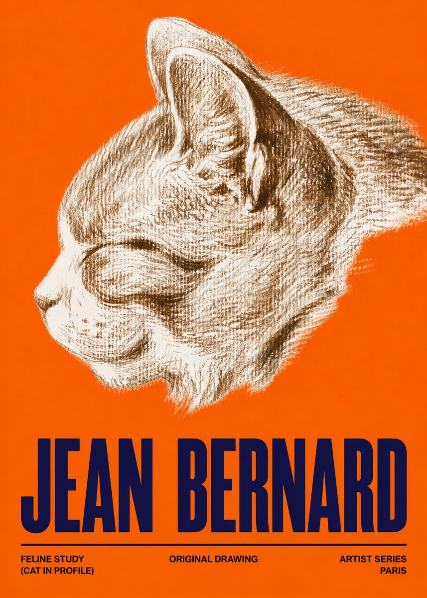 Jean Bernard Cat Study VI No5 - Plakát