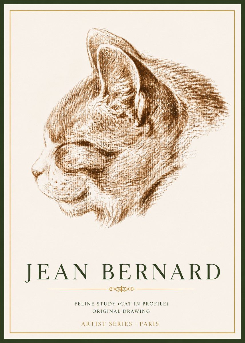 Jean Bernard Cat Study VI No6 - Plakát