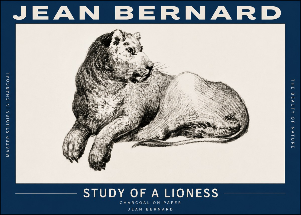 Jean Bernard Lying Lioness No3 - Plakát