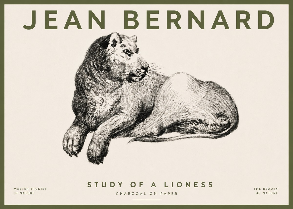 Jean Bernard Lying Lioness No5 - Plakát