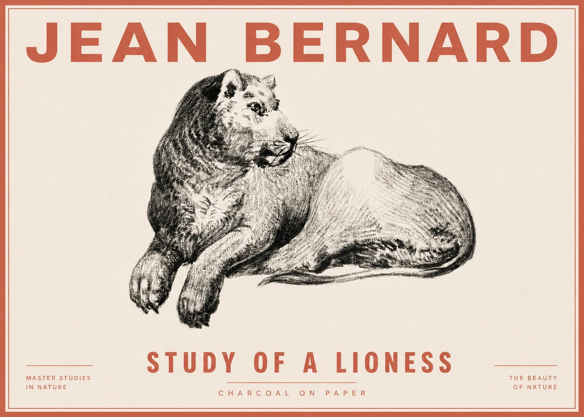 Jean Bernard Lying Lioness No6 - Plakát