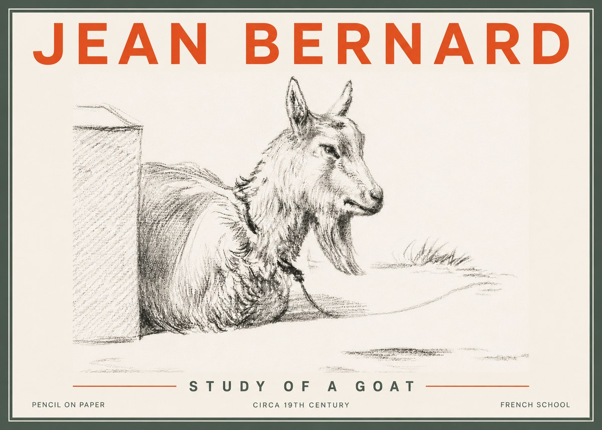 Jean Bernard Study of a Goat IV No6 - Plakát