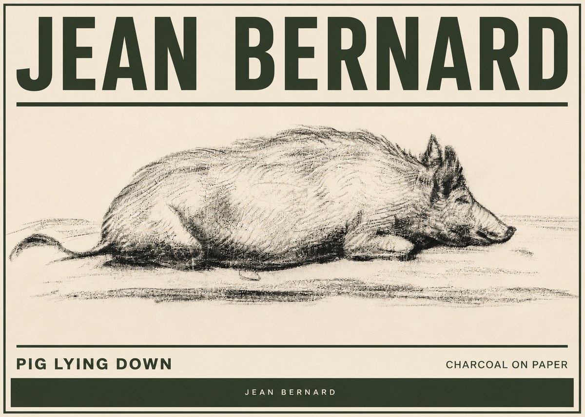 Jean Bernard Resting Pig I No5 - Plakát