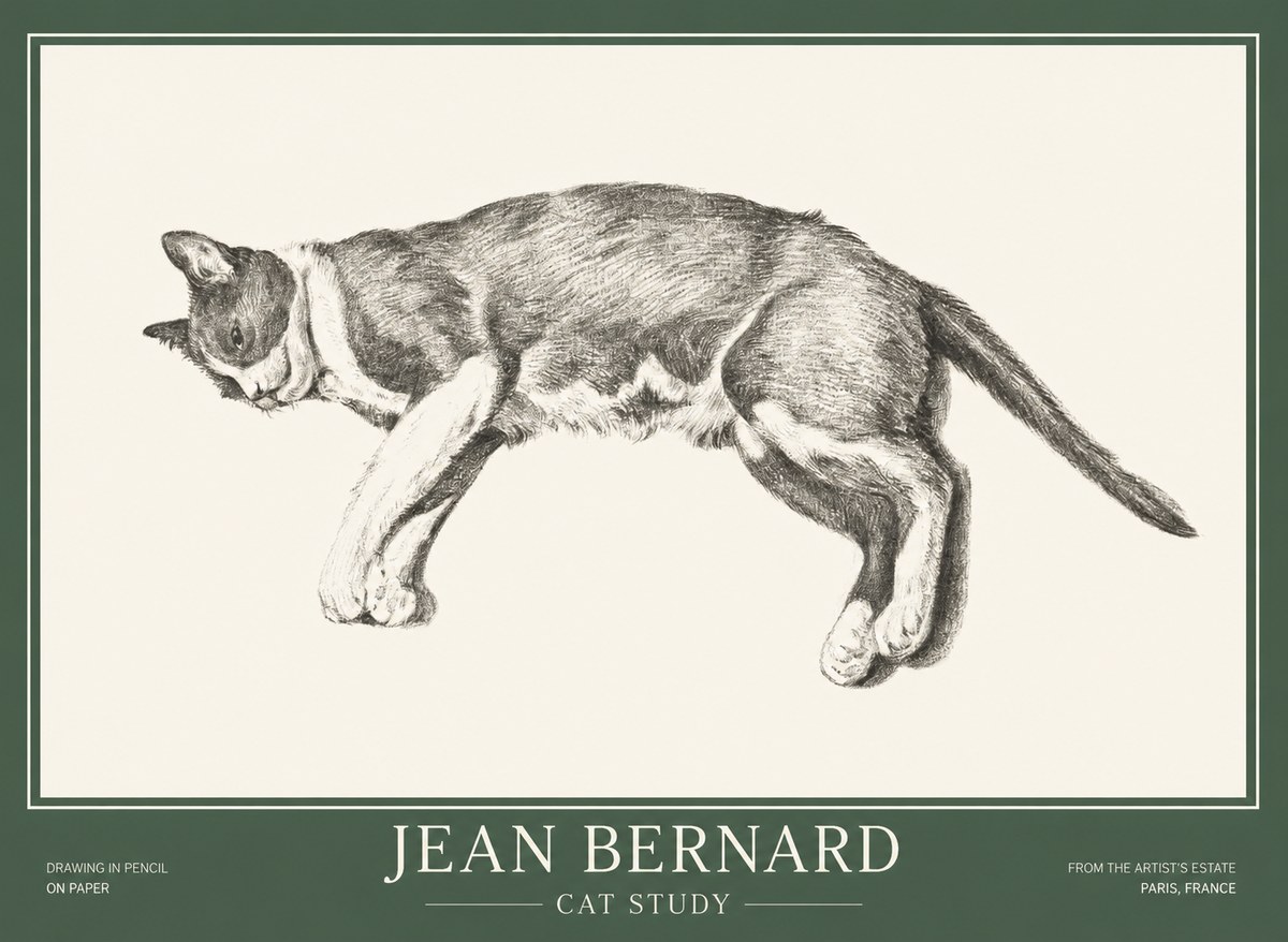 Jean Bernard Cat Study VII No1 - Plakát