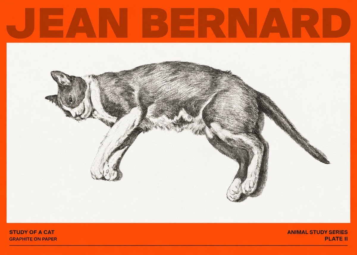 Jean Bernard Cat Study VII No4 - Plakát
