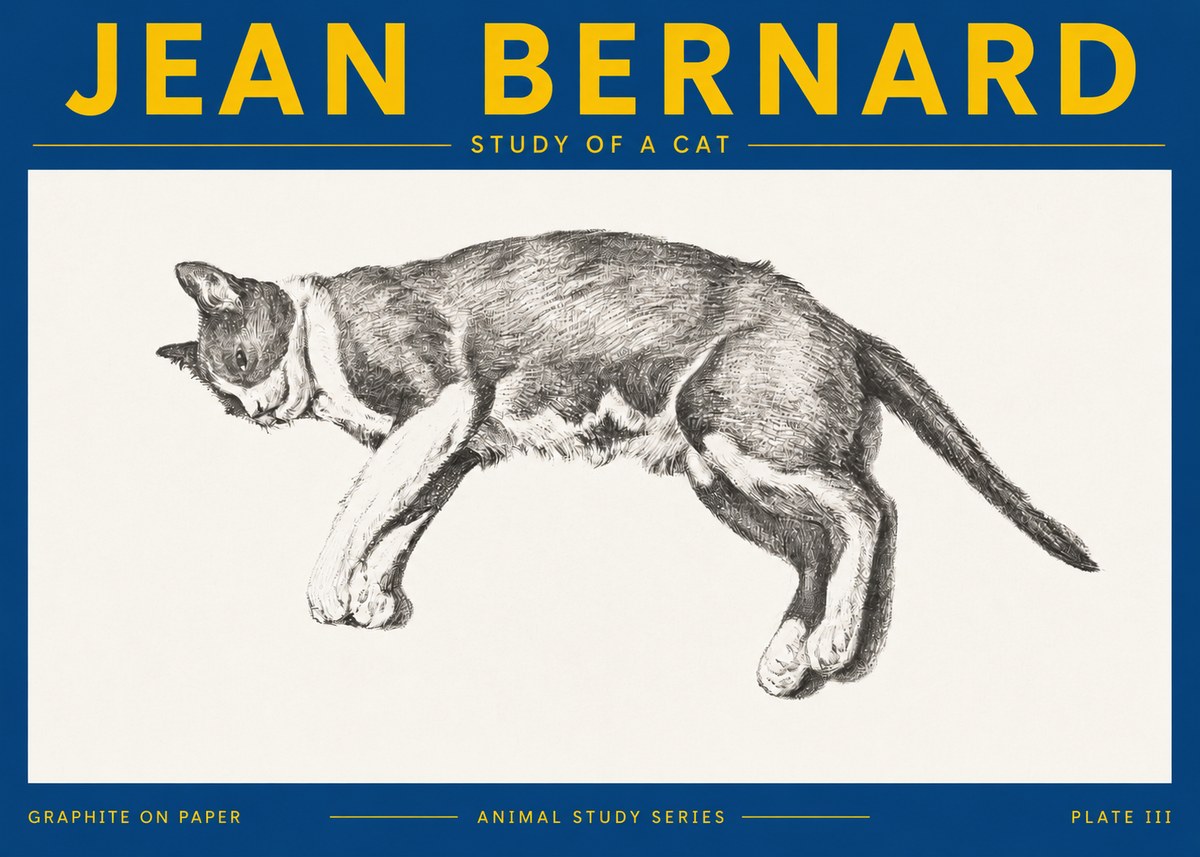 Jean Bernard Cat Study VII No5 - Plakát