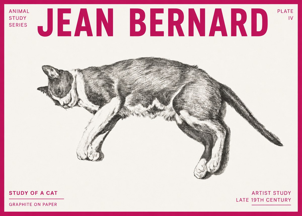 Jean Bernard Cat Study VII No6 - Plakát