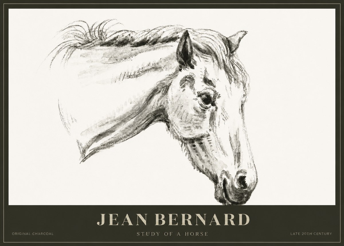 Jean Bernard Study of a Horse VIII No1 - Plakát