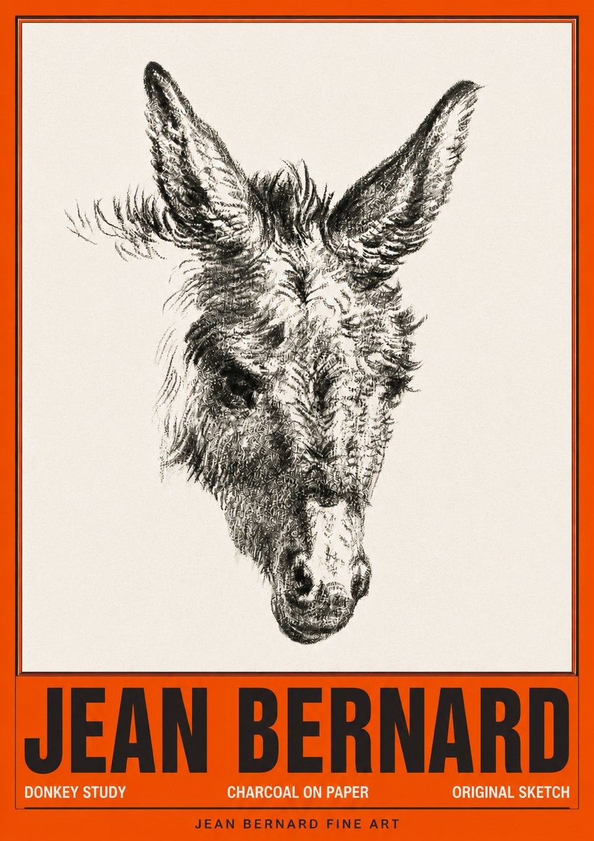 Jean Bernard Donkey Study IV No4 - Plakát