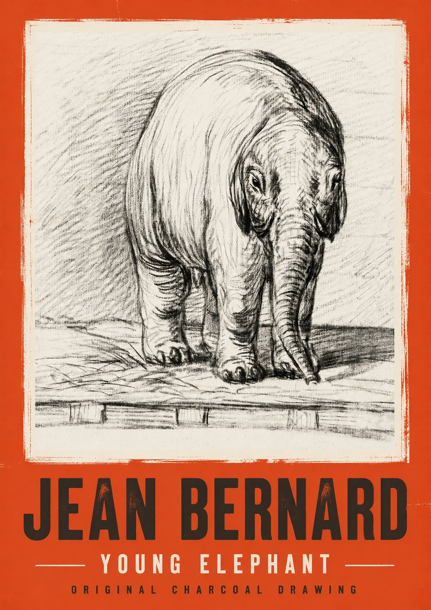 Jean Bernard Young Elephant No2 - Plakát
