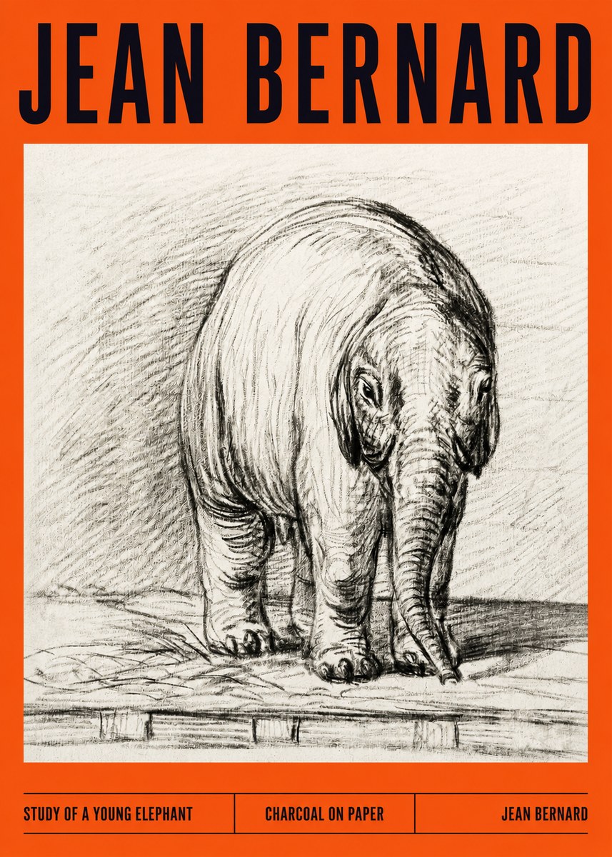 Jean Bernard Young Elephant No4 - Plakát