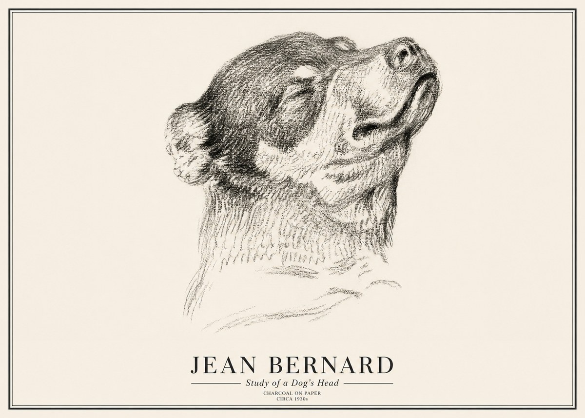 Jean Bernard Study of a Dog III No3 - Plakát