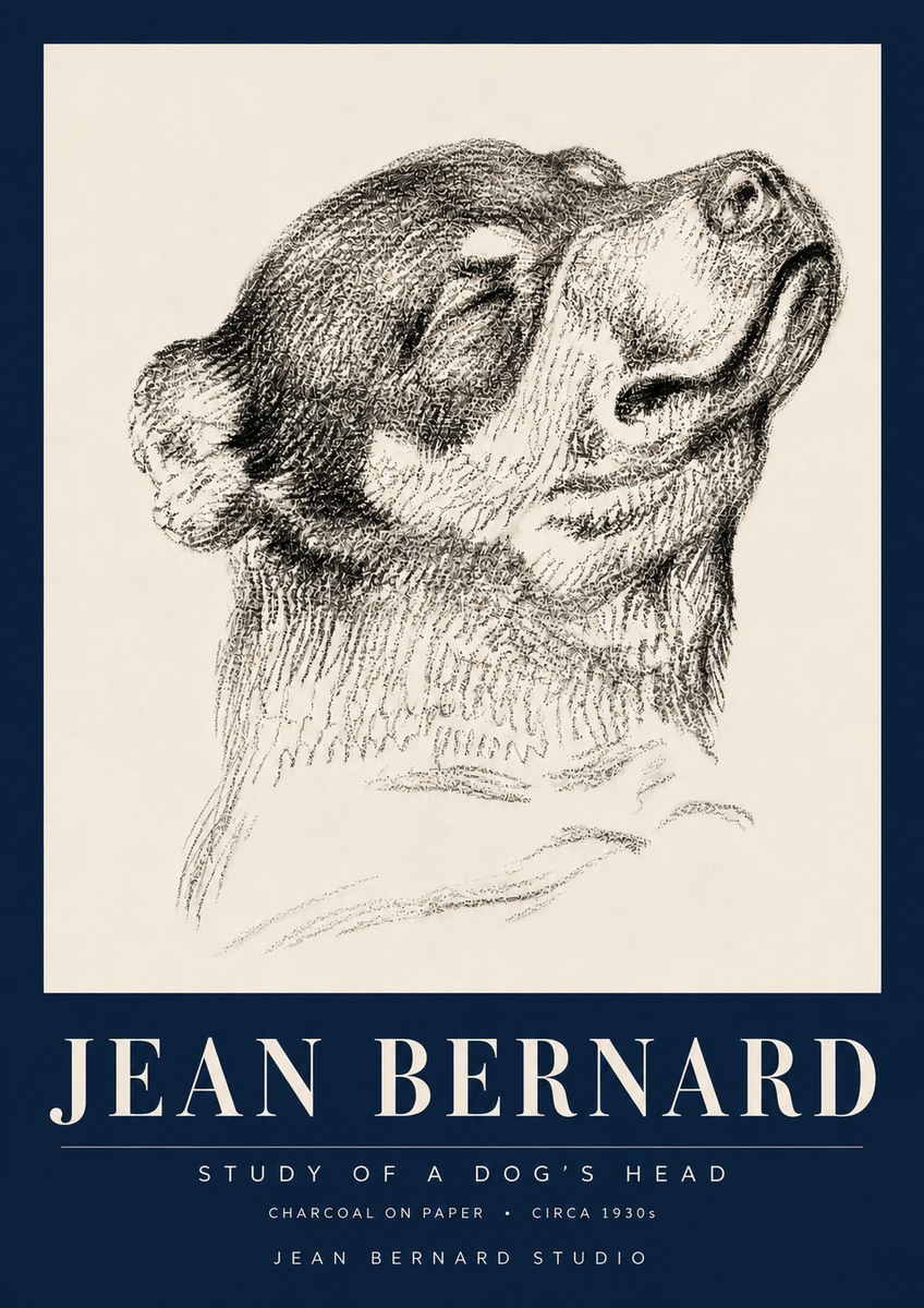 Jean Bernard Study of a Dog III No6 - Plakát