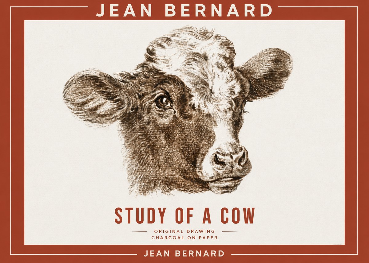 Jean Bernard Study of a Cow VIII No2 - Plakát