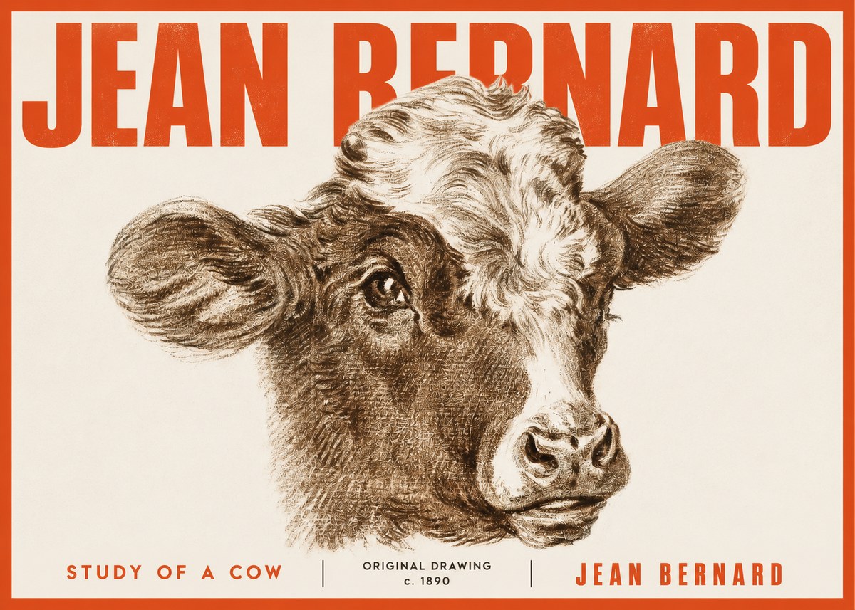 Jean Bernard Study of a Cow VIII No4 - Plakát