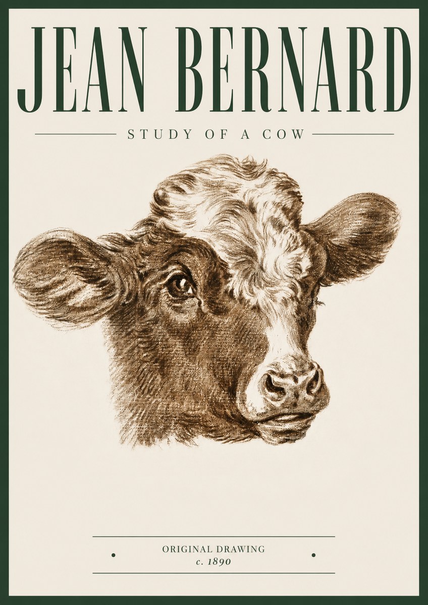 Jean Bernard Study of a Cow VIII No5 - Plakát