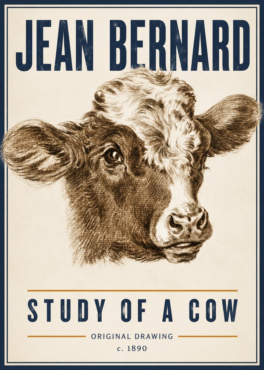 Jean Bernard Study of a Cow VIII No6 - Plakát