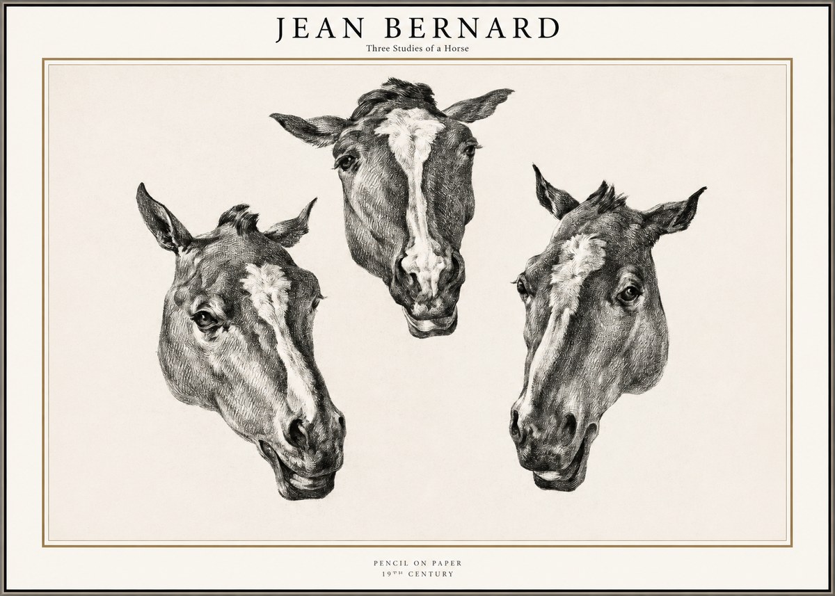 Jean Bernard Three Studies of a Horse No1 - Plakát
