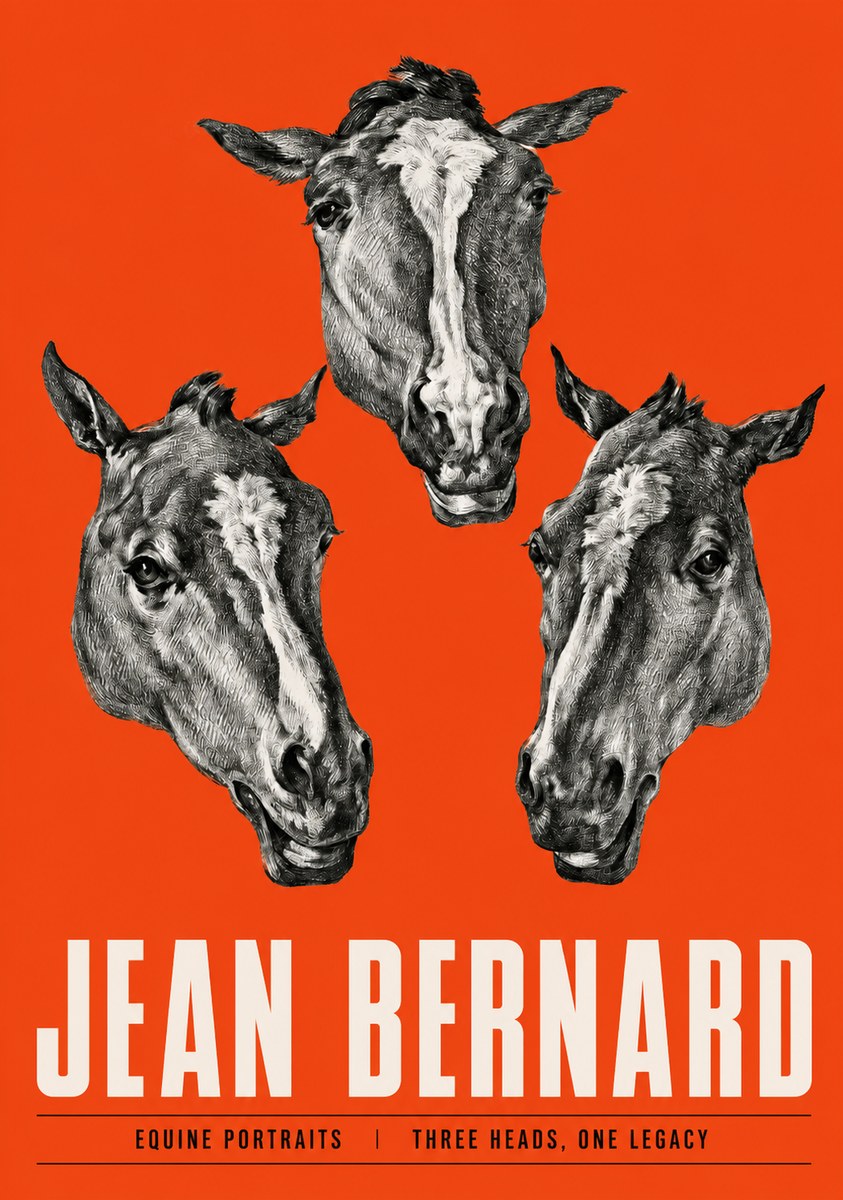 Jean Bernard Three Studies of a Horse No3 - Plakát