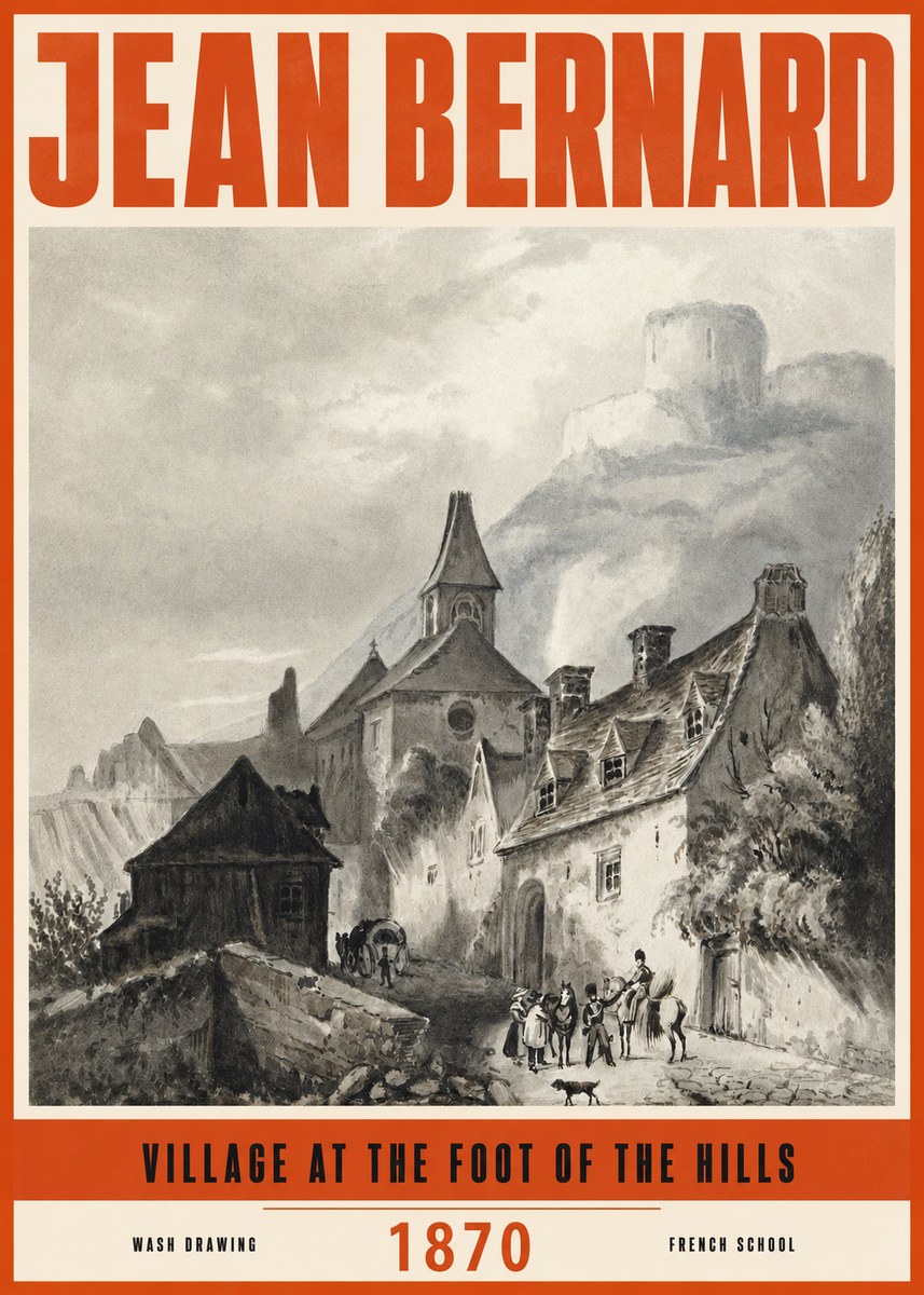 Jean Bernard Village at the Foot of the Hill No3 - Plakát