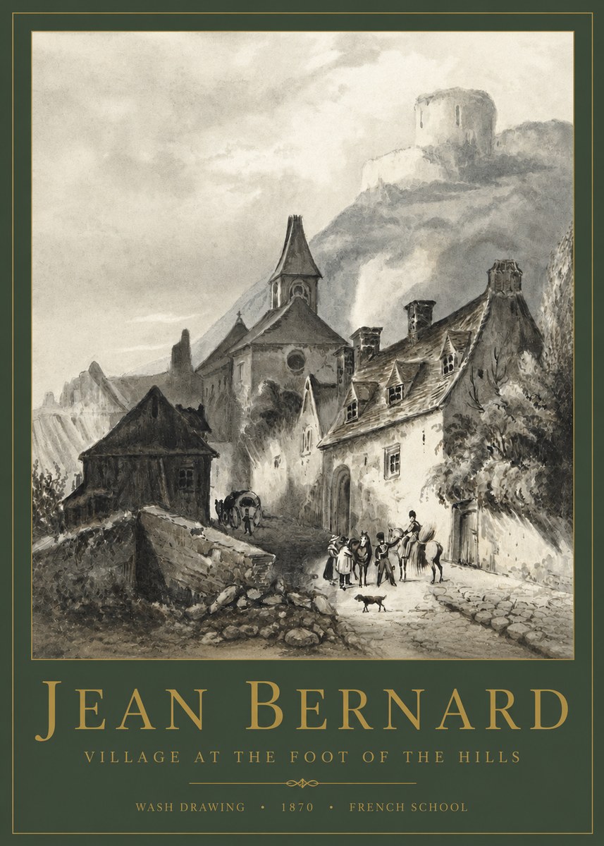 Jean Bernard Village at the Foot of the Hill No4 - Plakát