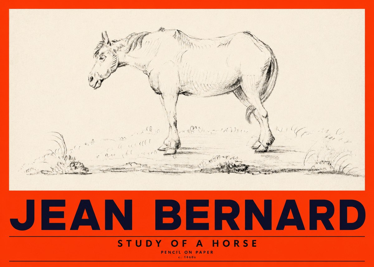 Jean Bernard Study of a Horse IX No4 - Plakát