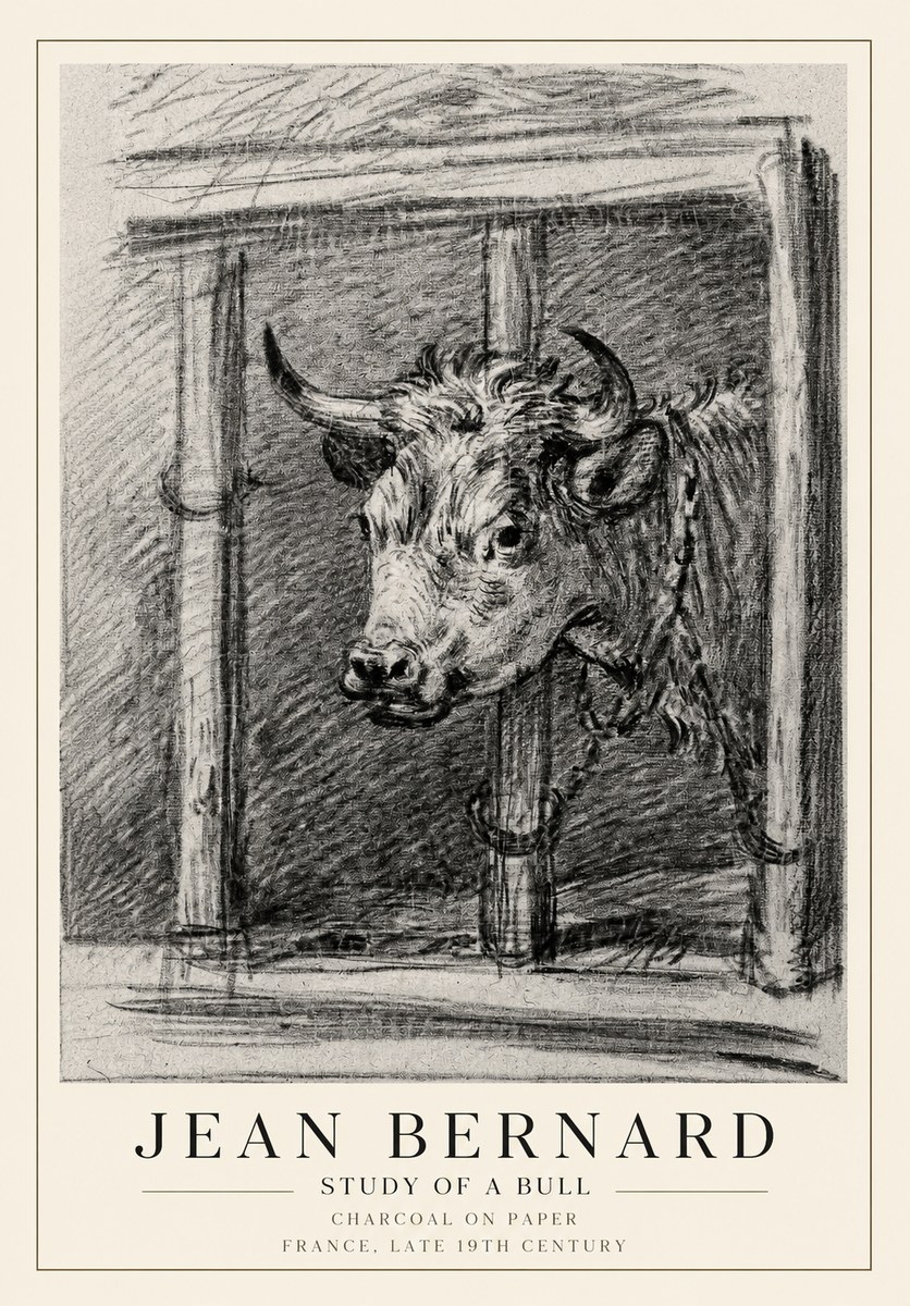 Jean Bernard Study of a Bull II No1 - Plakát