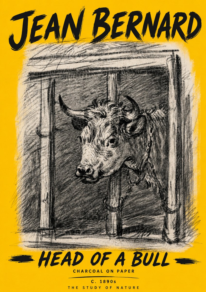 Jean Bernard Study of a Bull II No6 - Plakát