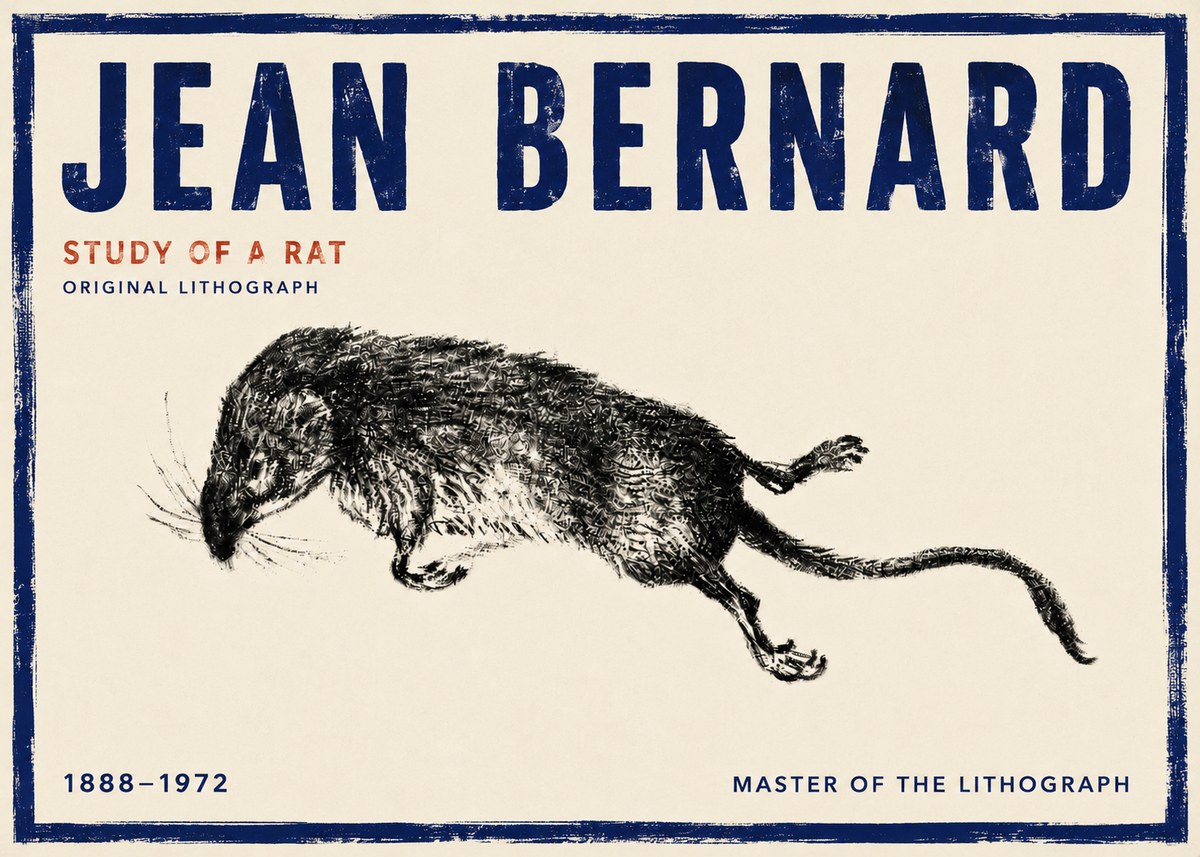 Jean Bernard Study of a Rat II No4 - Plakát