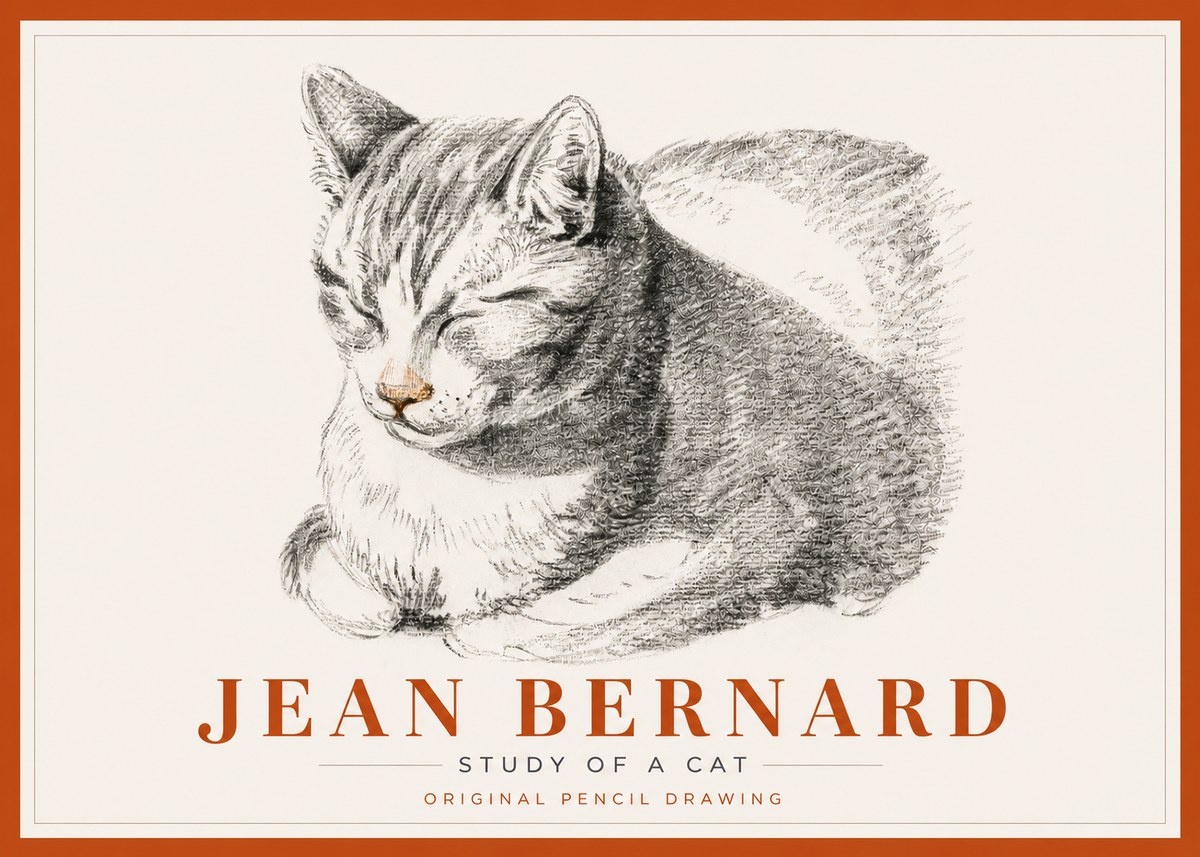 Jean Bernard Sleeping Cat VI No6 - Plakát