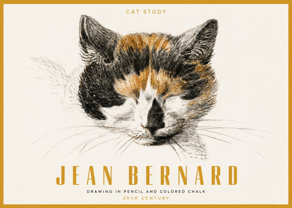 Jean Bernard Cat Study VIII No3 - Plakát