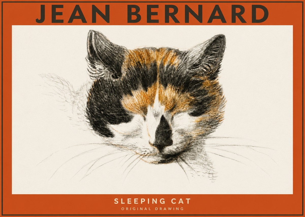 Jean Bernard Cat Study VIII No5 - Plakát