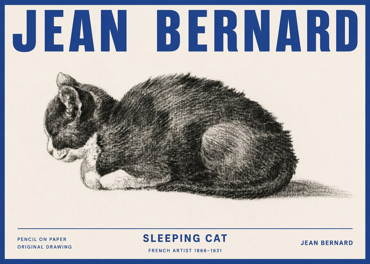 Jean Bernard Sleeping Cat VII No4 - Plakát