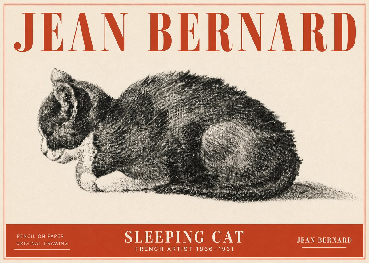 Jean Bernard Sleeping Cat VII No5 - Plakát