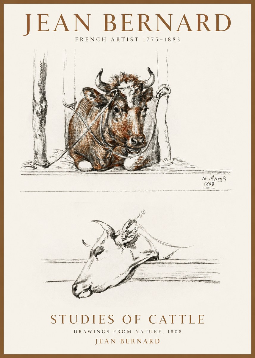 Jean Bernard Studies of Cattle III No1 - Plakát