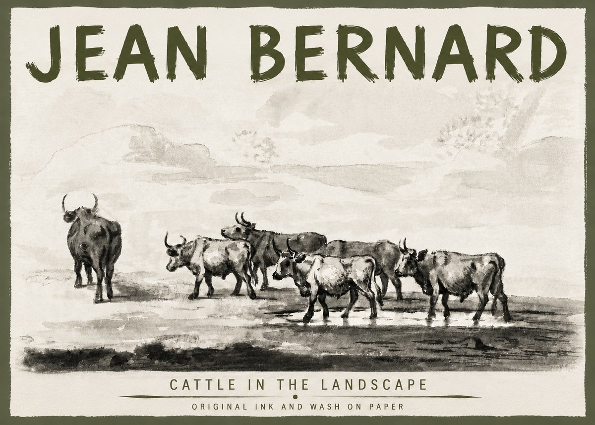 Jean Bernard Cattle in the Landscape No5 - Plakát