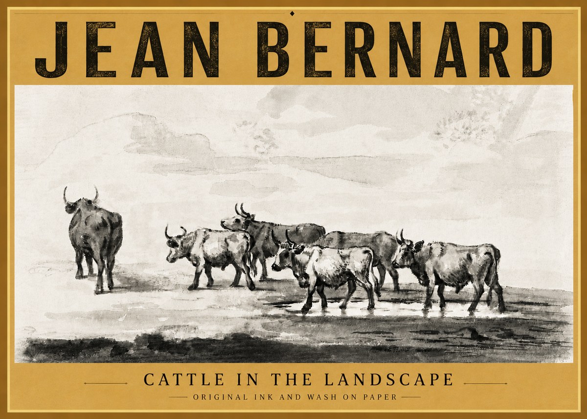 Jean Bernard Cattle in the Landscape No6 - Plakát