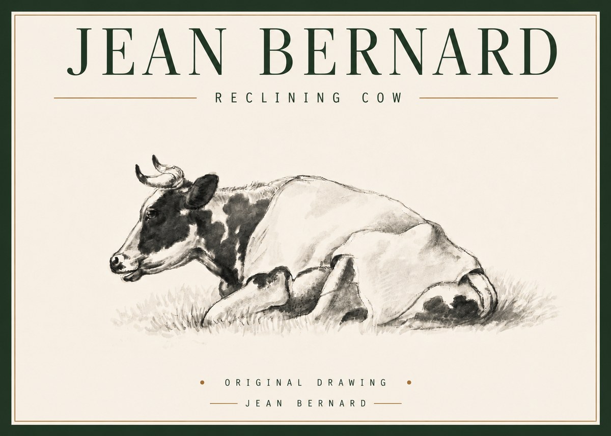 Jean Bernard Reclining Cow II No4 - Plakát