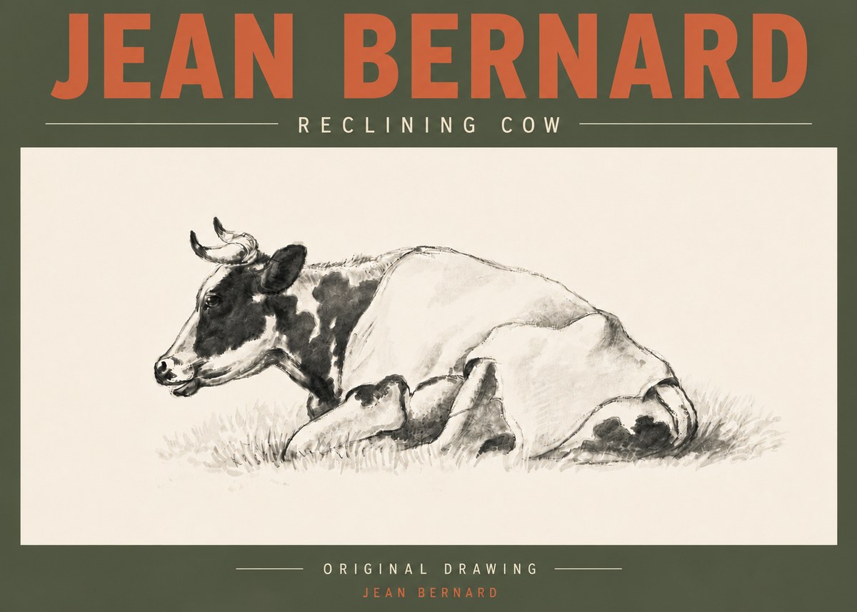 Jean Bernard Reclining Cow II No5 - Plakát