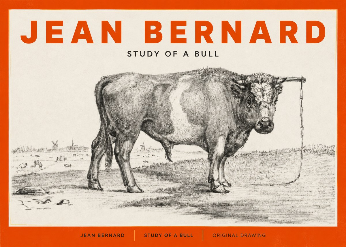Jean Bernard Study of a Bull III No2 - Plakát