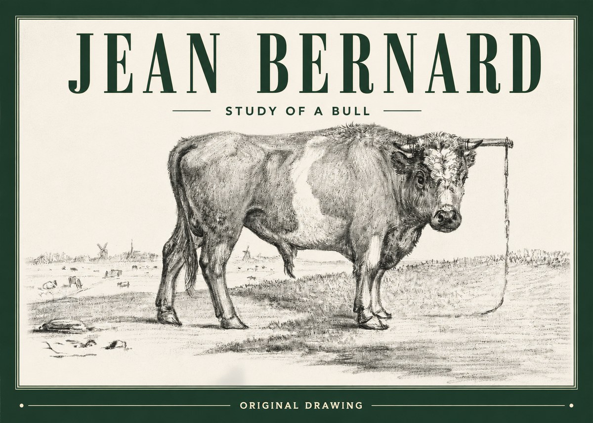 Jean Bernard Study of a Bull III No3 - Plakát