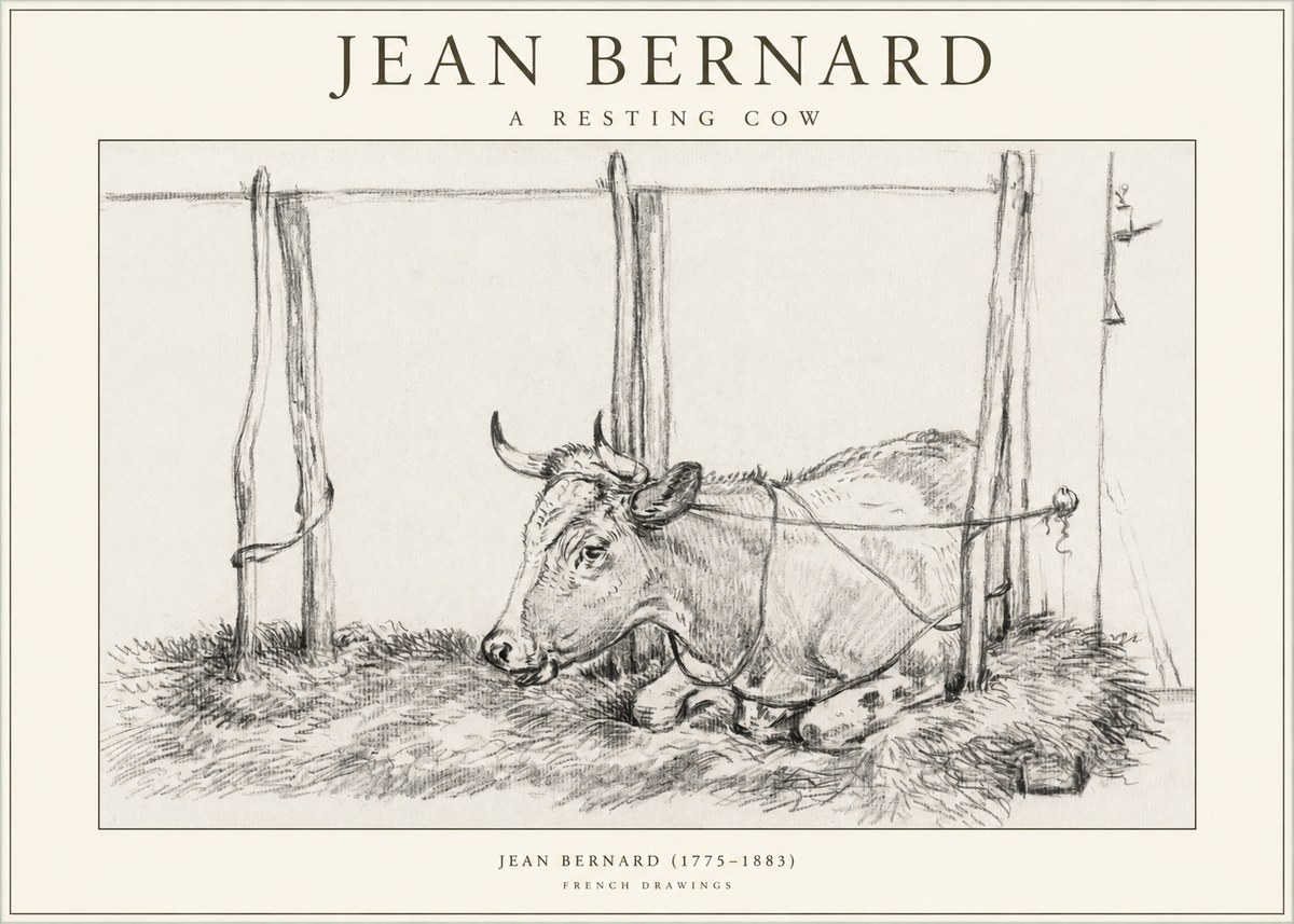 Jean Bernard A Resting Cow No1 - Plakát